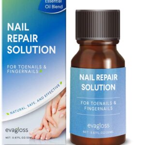 Evagloss Natural Nail Repair Solution - for Toenail and Fingernail Fungus, Restores Discolored and Damaged Nails